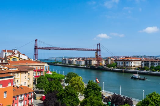 The Bizkaia suspension transporter bridge Puente de Vizcaya in Portugalete, Basque Country, Spain