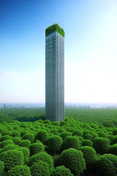tallest skyscraper and a forest in the base illustration generative ai art