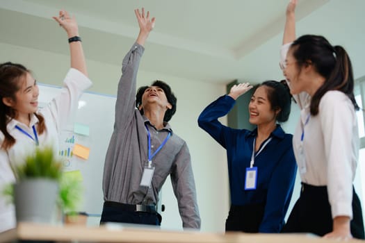 business group people showing unity with their hands together.