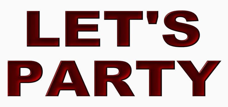 Illustration for your concerts and website with big, black letters LET'S PARTY