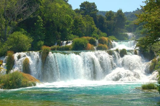 Waterfalls in Krka National Park in Croatia