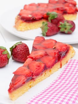 Closeup of Homemade Strawberry Cake with Jelly - Shallow Depth of Field
