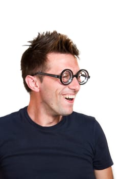 Funny nerd, isolated on white background