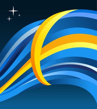 Sweden flag illustration fluttering on blue background. Vector file available.