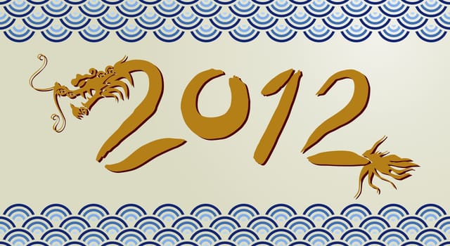 China dragon of water 2012 year background. Vector file available