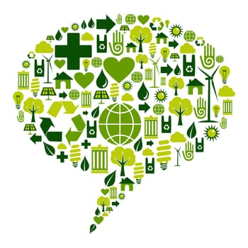 Bubble dialogue social media with environmental icons . Vector file available.