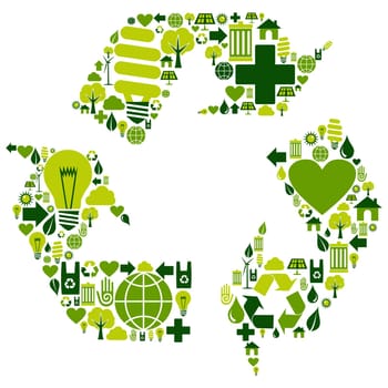 Recycle symbol with environmental icons . Vector file available.