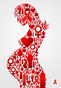 Pregnant woman symbol made with AIDS icons set. Vector file available
