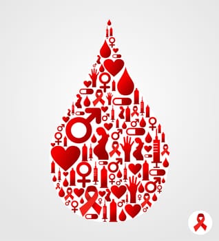Drop silhouette made with AIDS icons set. Vector file available