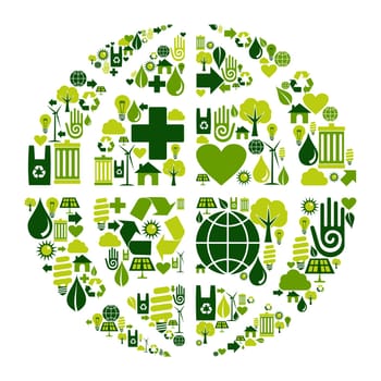 World symbol social media with environmental icons.