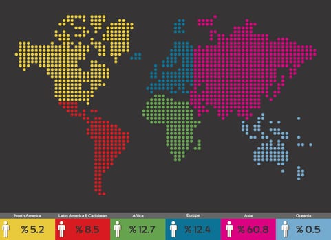 Global population distribution globe world map. Vector file available.