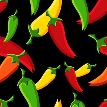 Seamless chilli peppers pattern background. Vector file available.