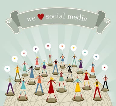 We love social media network connection concept in Christmas winter time