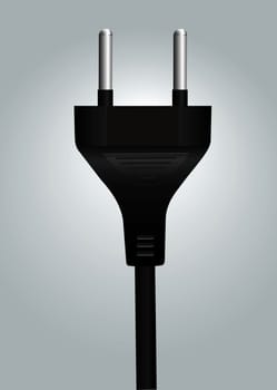 Power plug wire close up on light blue background. Vector file available.