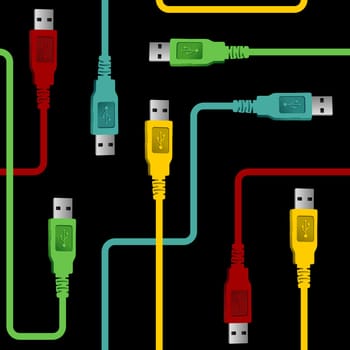 USB wire pattern in block colors palette. Vector file available.