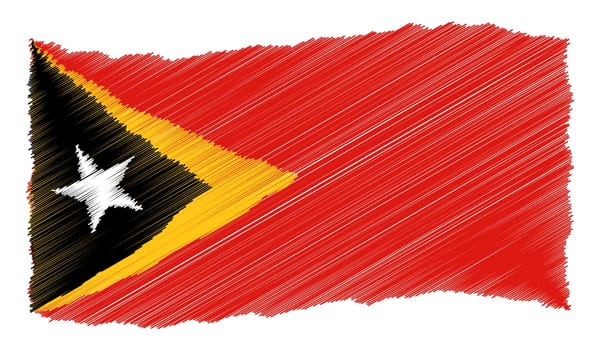 Sketch - East Timor - The beloved country as a symbolic representation as heart - Das geliebte Land als symbolische Darstellung als Herz