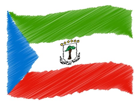 Sketch - Equatorial Guinea - The beloved country as a symbolic representation as heart - Das geliebte Land als symbolische Darstellung als Herz