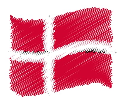 Sketch - Denmark - The beloved country as a symbolic representation as heart - Das geliebte Land als symbolische Darstellung als Herz
