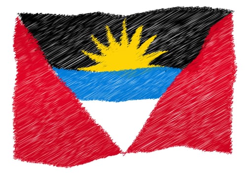 Sketch - Antigua and Barbuda The beloved country as a symbolic representation as heart - Das geliebte Land als symbolische Darstellung als Herz