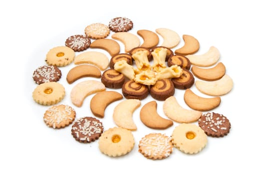 cookies of the various form on a white background
