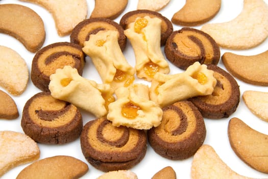 cookies of the various form on a white background