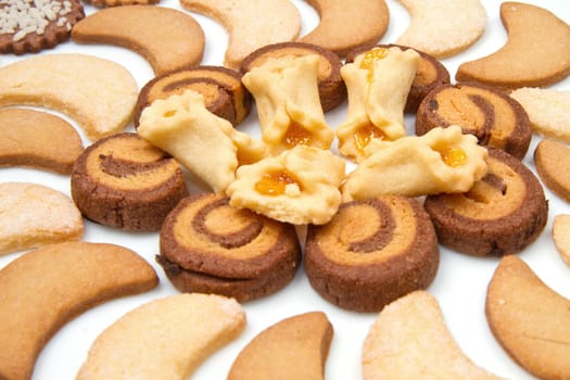 cookies of the various form on a white background