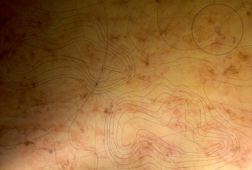 Grunge sea map with shadow