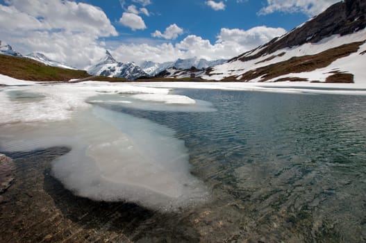 Bachalpsee with mountain panorama