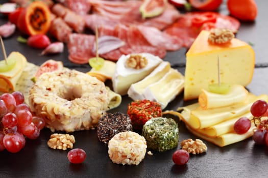 Antipasto catering platter with salami and cheese