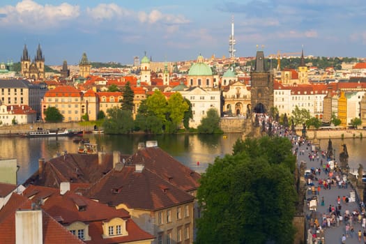 View of Charles Bridge in Prague (Central Europe)