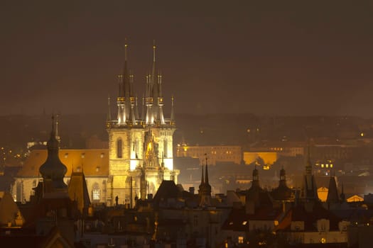 Night view of the historical center of Prague (Czech Republic)