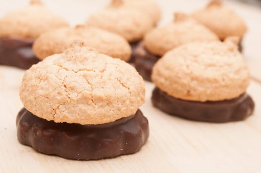Homemade Coconut Cookies With Chocolate on White Table