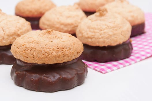 Homemade Coconut Cookies With Chocolate on White Table