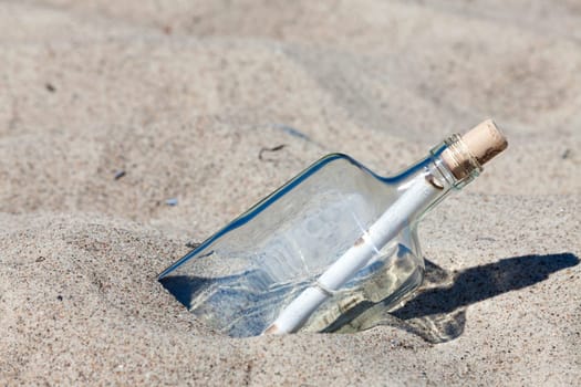 Message in a bottle on the beach
