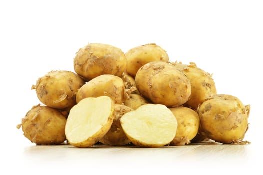Raw potatoes isolated on white