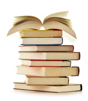 Stack of books isolated on white background