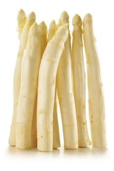 Raw asparagus isolated on white
