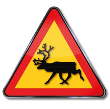 Reindeer Traffic Sign