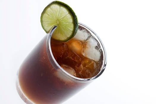 Cuba Libre Cocktail isolated on white background