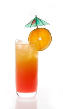 Tequila sunrise Cocktail isolated on a white background