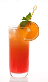 Tequila sunrise Cocktail isolated on a white background