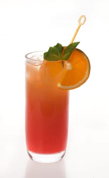 Tequila sunrise Cocktail isolated on a white background