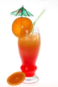 Tequila sunrise Cocktail isolated on a white background