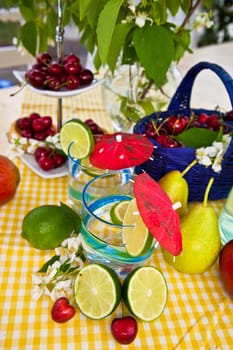 Lemonade and fruits