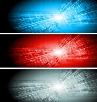 Set of abstract hi-tech banners. Eps 10 vector illustration