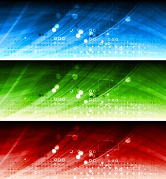 Set of colorful hi-tech banners. Eps 10 vector