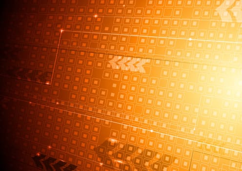 Bright orange hi-tech design with arrows. Eps 10