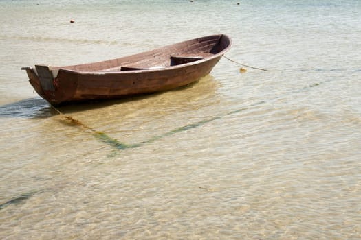 Small rowing boat on the shore
