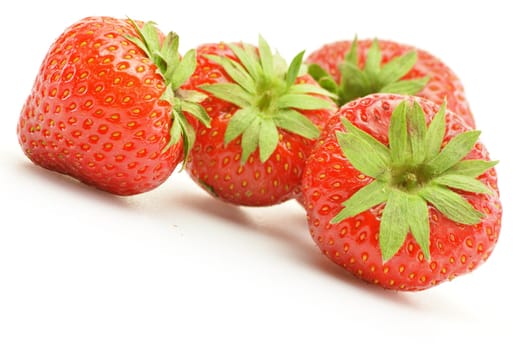 Fresh strawberries isolated on white