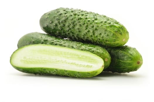 Fresh raw cucumbers isolated on white